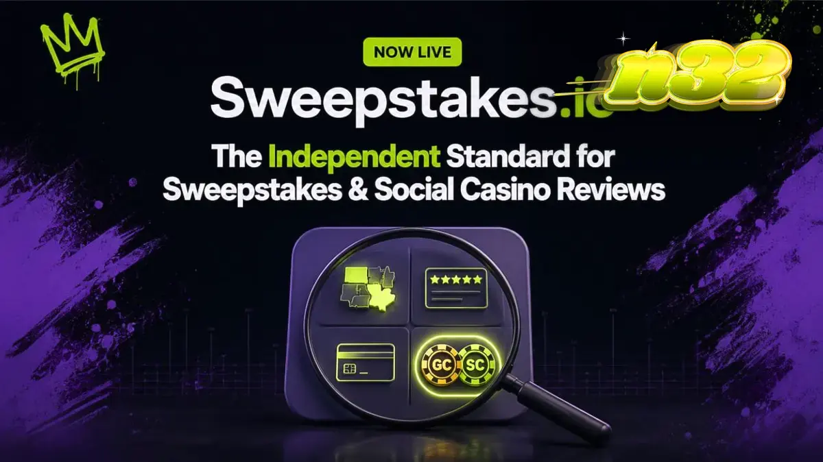 Tampilan antarmuka platform ulasan Sweepstakes.io yang modern dan informatif.